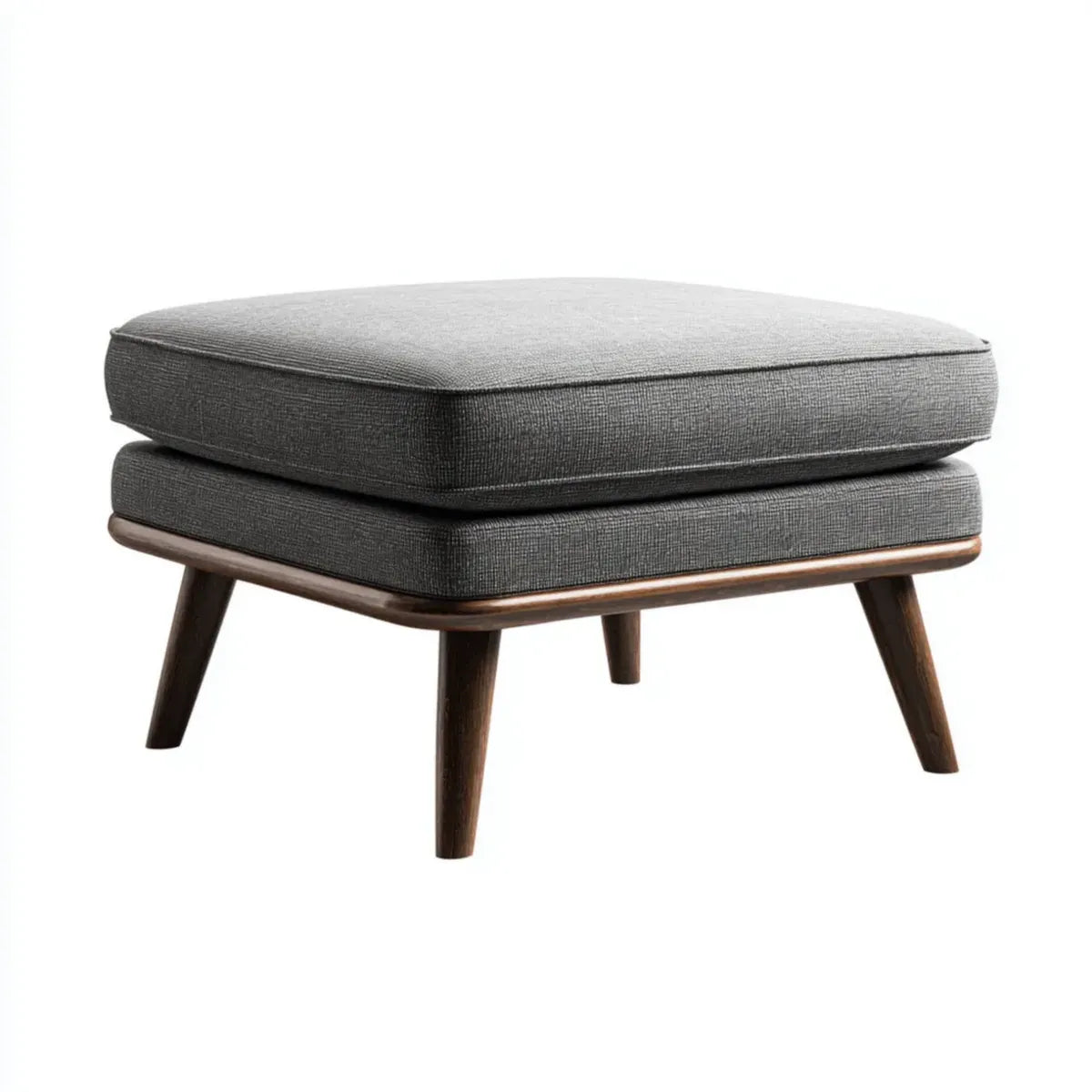 Repose-pieds rembourré gris rectangulaire 70 x 55 x 43 cm polyester mousse pieds en hévéa massif