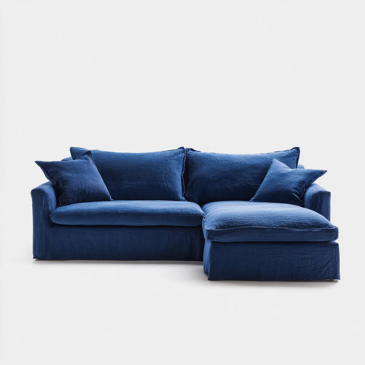 Canapé d'angle 3 places bleu marine 250 x 160 x 85 cm en polyester forme L
