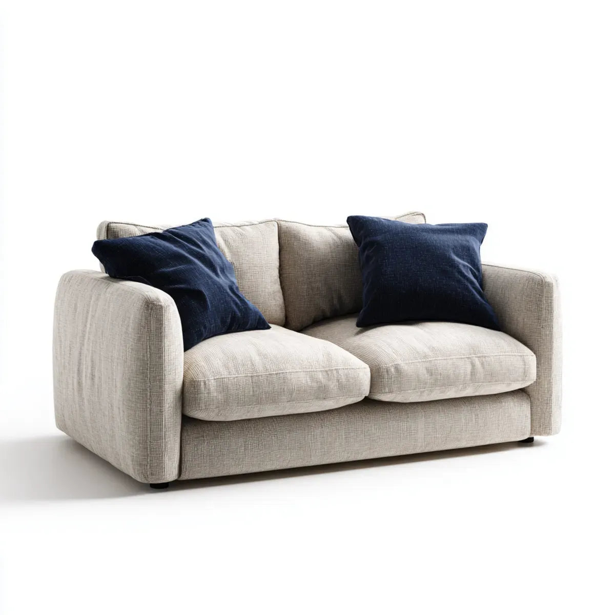 Canapé 2 places beige 170 x 95 x 85 cm en polyester forme droite