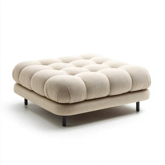 Repose-pieds carré beige capitonné en polyester 90 x 90 x 43 cm