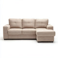 Canapé d'angle 3 places avec méridienne à droite beige 220 x 145 x 85 cm polyester forme L