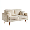 Canapé 2 places droit beige en velours côtelé de polyester 160 x 85 x 85 cm