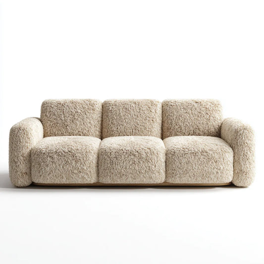 Canapé 3 places droit écru en polyester 230 x 95 x 75 cm