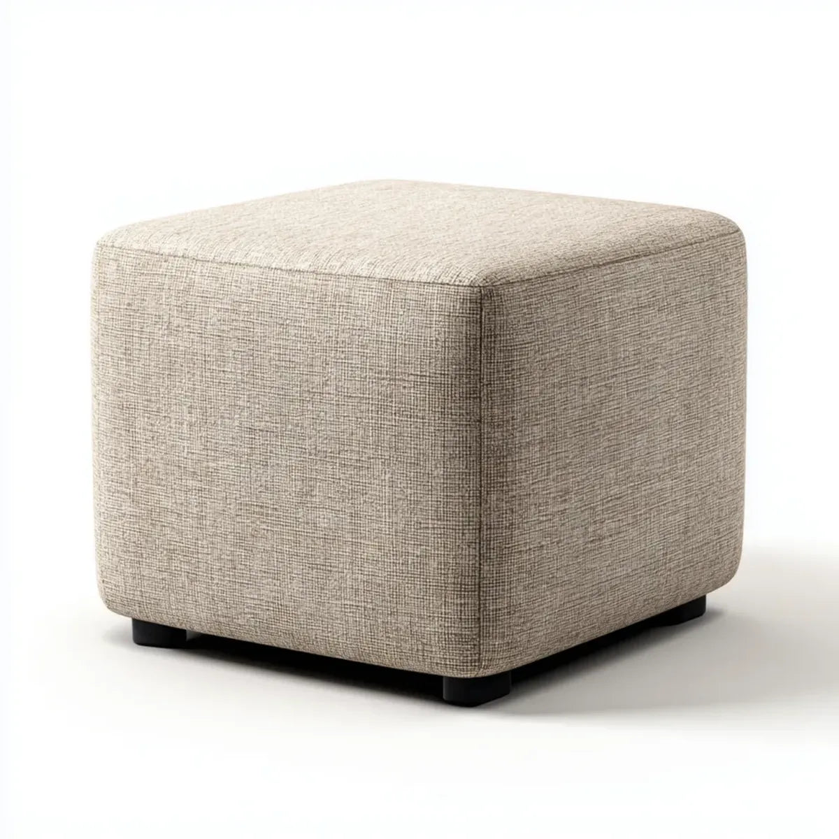 Pouf repose-pieds carré beige 45 x 45 x 42 cm en polyester et mousse polyuréthane