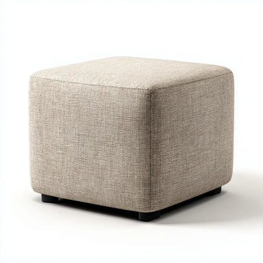 Pouf repose-pieds carré beige 45 x 45 x 42 cm en polyester et mousse polyuréthane
